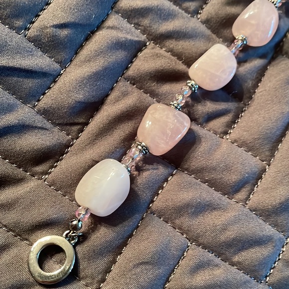 Lia Sophia polished pink quartz toggle closure bracelet 8” - Picture 6 of 7